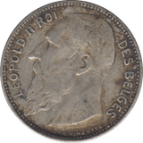 1909 SILVER ONE FRANC BELGIUM - SILVER WORLD COINS - Cambridgeshire Coins