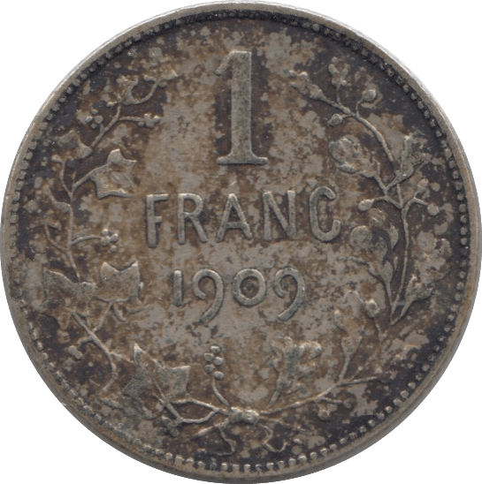 1909 SILVER ONE FRANC BELGIUM - SILVER WORLD COINS - Cambridgeshire Coins