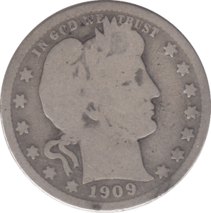 1909 USA QUARTER DOLLAR CR34 - WORLD SILVER COINS - Cambridgeshire Coins