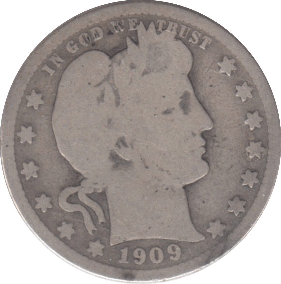 1909 USA QUARTER DOLLAR CR34 - WORLD SILVER COINS - Cambridgeshire Coins