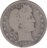 1909 USA QUARTER DOLLAR CR34 - WORLD SILVER COINS - Cambridgeshire Coins