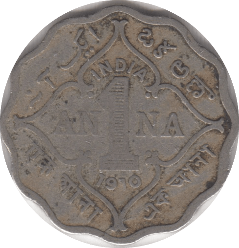 1910 1 ANNA BRITISH INDIA - WORLD COINS - Cambridgeshire Coins