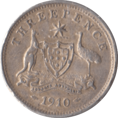 1910 AUSTRALIA SILVER THREEPENCE - SILVER WORLD COINS - Cambridgeshire Coins