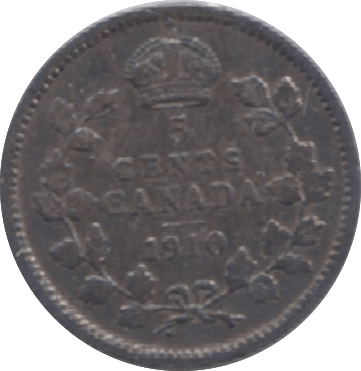 1910 CANADA SILVER 5 CENTS - WORLD SILVER COINS - Cambridgeshire Coins