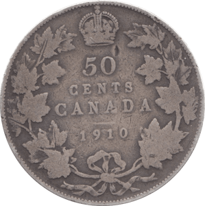 1910 CANADA SILVER 50 CENTS - WORLD COINS - Cambridgeshire Coins