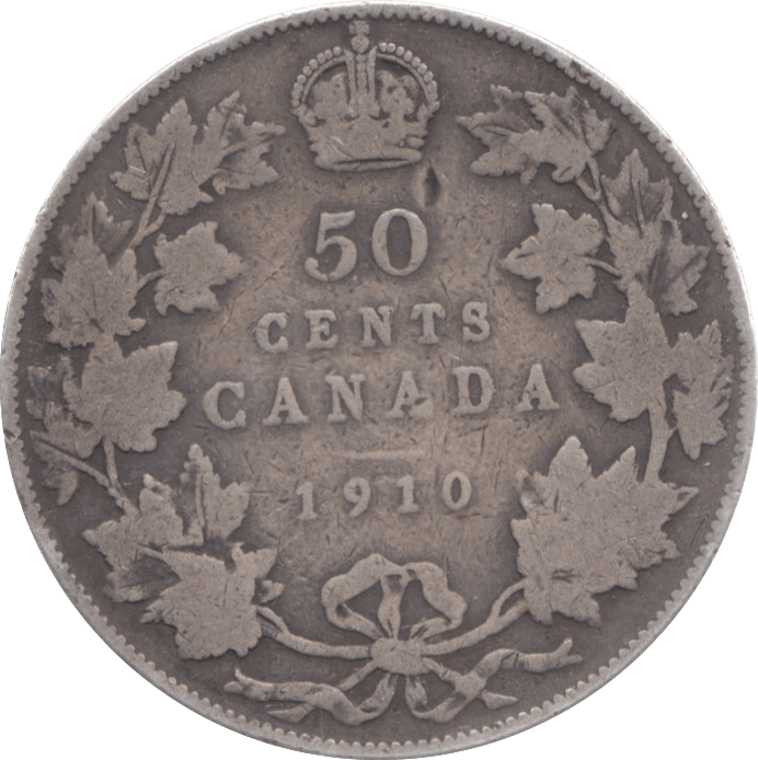 1910 CANADA SILVER 50 CENTS - WORLD COINS - Cambridgeshire Coins
