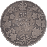1910 CANADA SILVER 50 CENTS - WORLD COINS - Cambridgeshire Coins