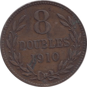 1910 GUERNSEY 8 DOUBLES - WORLD COINS - Cambridgeshire Coins