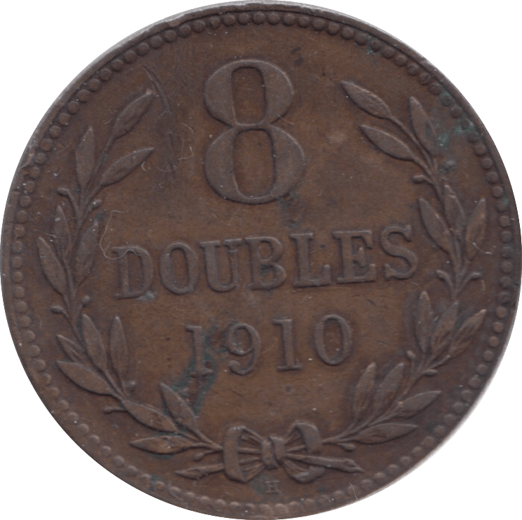 1910 GUERNSEY 8 DOUBLES - WORLD COINS - Cambridgeshire Coins