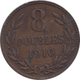 1910 GUERNSEY 8 DOUBLES - WORLD COINS - Cambridgeshire Coins
