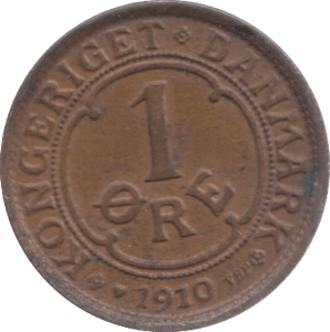 1910 ONE ORE DENMARK - WORLD COINS - Cambridgeshire Coins