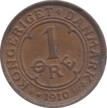 1910 ONE ORE DENMARK - WORLD COINS - Cambridgeshire Coins