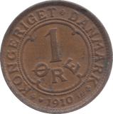 1910 ONE ORE DENMARK - WORLD COINS - Cambridgeshire Coins