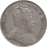 1910 SILVER 10 CENTS STRAIT SETTLEMENTS - WORLD SILVER COINS - Cambridgeshire Coins