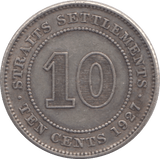 1910 SILVER 10 CENTS STRAIT SETTLEMENTS - WORLD SILVER COINS - Cambridgeshire Coins