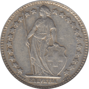 1910 SILVER 1/2 FRANC SWITZERLAND - SILVER WORLD COINS - Cambridgeshire Coins