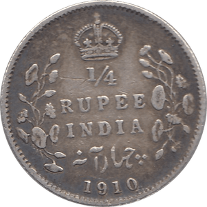 1910 SILVER 1/4 RUPEE EDWARD VII INDIA REF H78 - SILVER WORLD COINS - Cambridgeshire Coins