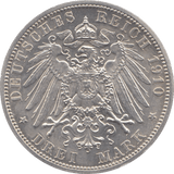 1910 SILVER 3 MARK GERMANY - SILVER WORLD COINS - Cambridgeshire Coins