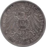 1910 SILVER 3 MARKS GERMANY - WORLD SILVER COINS - Cambridgeshire Coins