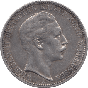 1910 SILVER 3 MARKS GERMANY - WORLD SILVER COINS - Cambridgeshire Coins