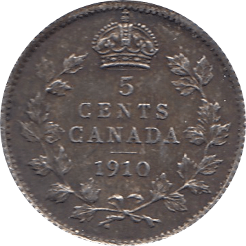 1910 SILVER 5 CENTS EDWARD VII CANADA REF H90 - WORLD SILVER COINS - Cambridgeshire Coins