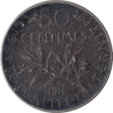 1910 SILVER 50 CENTIMES FRANCE - SILVER WORLD COINS - Cambridgeshire Coins