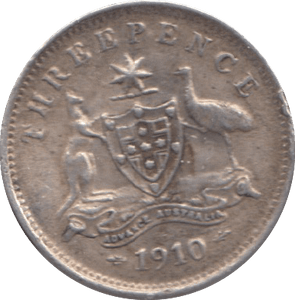 1910 SILVER AUSTRALIA THREEPENCE - SILVER WORLD COINS - Cambridgeshire Coins