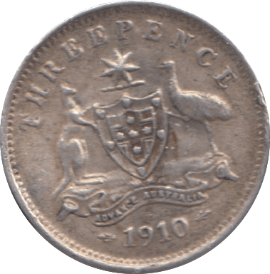 1910 SILVER AUSTRALIA THREEPENCE - SILVER WORLD COINS - Cambridgeshire Coins