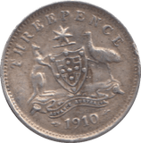 1910 SILVER AUSTRALIA THREEPENCE - SILVER WORLD COINS - Cambridgeshire Coins