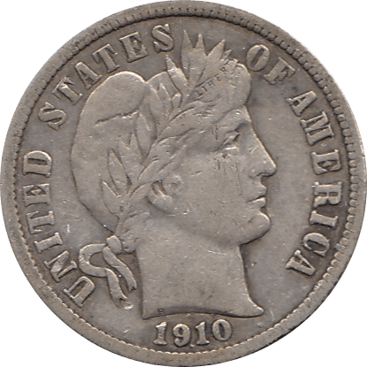 1910 SILVER DIME USA - SILVER WORLD COINS - Cambridgeshire Coins