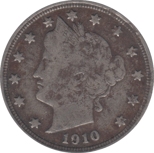 1910 SILVER FIVE CENTS USA - SILVER WORLD COINS - Cambridgeshire Coins