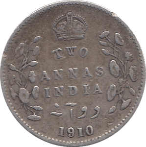 1910 SILVER INDIA TWO ANNAS - SILVER WORLD COINS - Cambridgeshire Coins