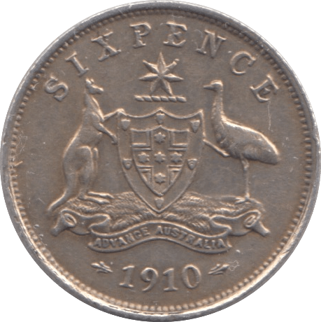 1910 SILVER SIXPENCE AUSTRALIA - SILVER WORLD COINS - Cambridgeshire Coins