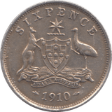1910 SILVER SIXPENCE AUSTRALIA - SILVER WORLD COINS - Cambridgeshire Coins
