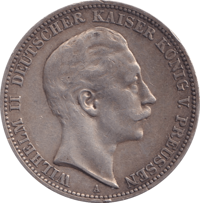 1910 SILVER THREE MARKS GERMANY - SILVER WORLD COINS - Cambridgeshire Coins