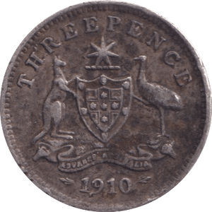 1910 SILVER THREEPENCE AUSTRALIA - SILVER WORLD COINS - Cambridgeshire Coins