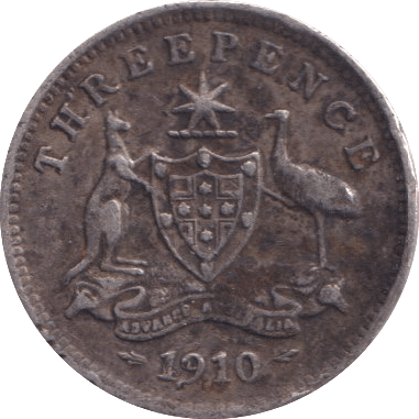 1910 SILVER THREEPENCE AUSTRALIA - SILVER WORLD COINS - Cambridgeshire Coins