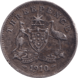 1910 SILVER THREEPENCE AUSTRALIA - SILVER WORLD COINS - Cambridgeshire Coins
