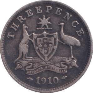 1910 SILVER THREEPENCE AUSTRALIA - SILVER WORLD COINS - Cambridgeshire Coins