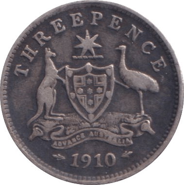1910 SILVER THREEPENCE AUSTRALIA - SILVER WORLD COINS - Cambridgeshire Coins