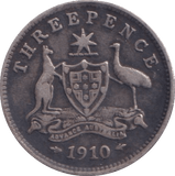 1910 SILVER THREEPENCE AUSTRALIA - SILVER WORLD COINS - Cambridgeshire Coins
