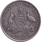 1910 SILVER TWO SHILLING AUSTRALIA - SILVER WORLD COINS - Cambridgeshire Coins