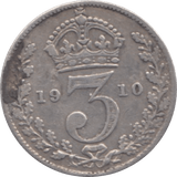 1910 THREEPENCE ( VF ) 1 - Threepence - Cambridgeshire Coins