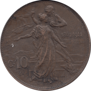 1911 10 CENTESIMI 50TH ANNIVERSARY OF KINGDOM ITALY H10 - WORLD COINS - Cambridgeshire Coins