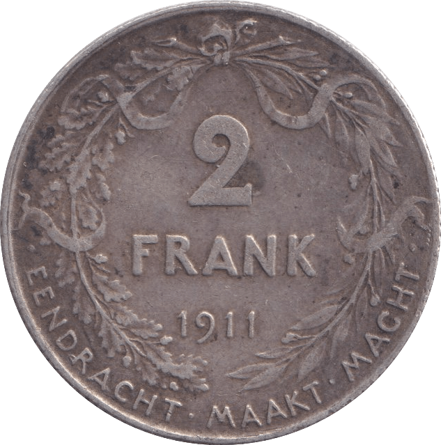 1911 2 FRANK BELGIUM - WORLD COINS - Cambridgeshire Coins