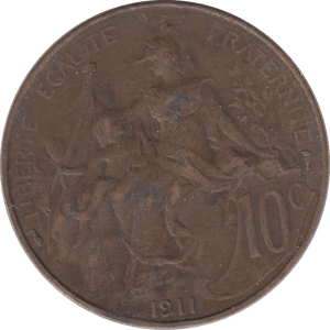 1911 FRANCE 10 CENTIMES - WORLD COINS - Cambridgeshire Coins