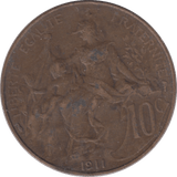 1911 FRANCE 10 CENTIMES - WORLD COINS - Cambridgeshire Coins