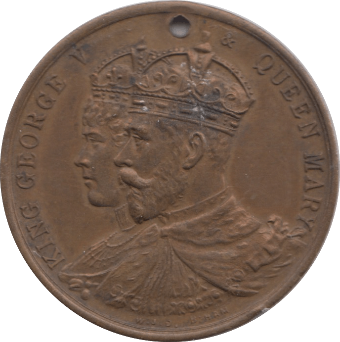 1911 GEORGE V CORONATION COMMEMORATIVE MEDALLION HOLED - MEDALLIONS - Cambridgeshire Coins