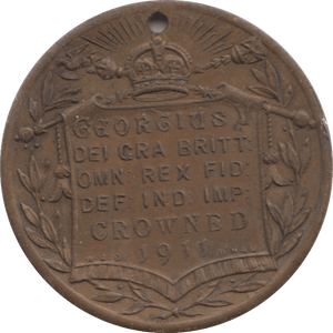 1911 GEORGE V CORONATION COMMEMORATIVE MEDALLION HOLED - MEDALLIONS - Cambridgeshire Coins