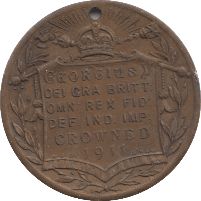 1911 GEORGE V CORONATION COMMEMORATIVE MEDALLION HOLED - MEDALLIONS - Cambridgeshire Coins